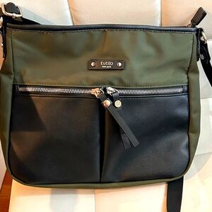 Tutilo Green and Black Canvas Crossbody Bag